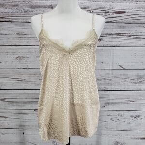 Andree by Unit New Women's  Beige Satin Lace Cami Top Size Medium